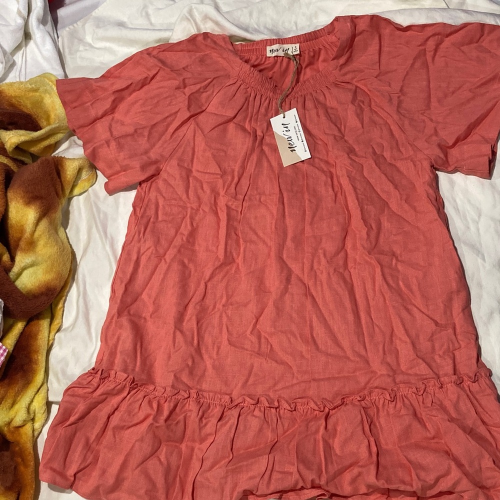 Coral 30% Linen Top